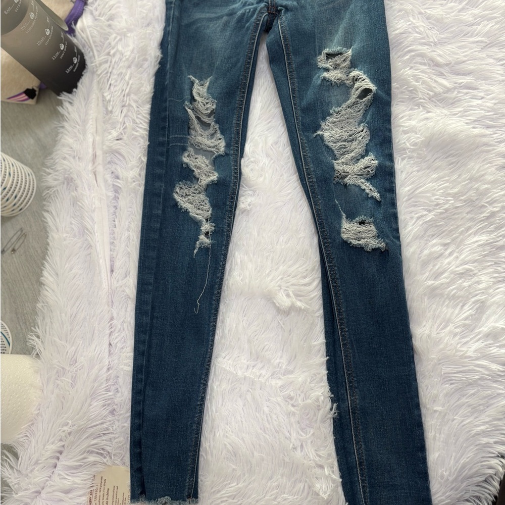 wild fable Dark Blue Distressed Skinny Jeans